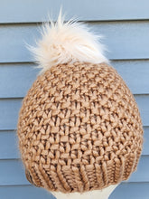 Load image into Gallery viewer, Madison Beanie - Tan with Lux Pom - X-Large