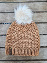Load image into Gallery viewer, Madison Beanie - Tan with Lux Pom - X-Large