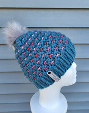 Load image into Gallery viewer, Pritchard Park Beanie - Teal with Pink - Large