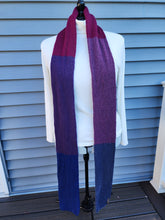 Load image into Gallery viewer, Winter Scarf - Purple Blue Blocks