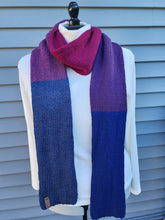 Load image into Gallery viewer, Winter Scarf - Purple Blue Blocks