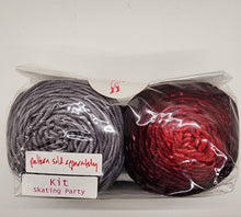 Load image into Gallery viewer, Knitcircus Skating Party Hat kit - DK red and grey