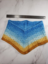 Load image into Gallery viewer, Eyelet Cowl - Blue to Sunny Yellow Orange Gradient