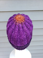 Load image into Gallery viewer, OOAK Beanie - Lightweight Ribbed Purple to Orange Gradient - Medium