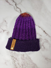 Load image into Gallery viewer, OOAK Beanie - Lightweight Ribbed Purple to Orange Gradient - Medium