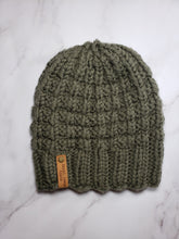 Load image into Gallery viewer, OOAK Beanie - Green Waffle Beanie - X-Large