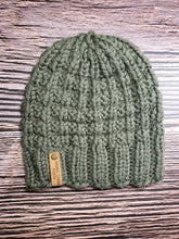 Load image into Gallery viewer, OOAK Beanie - Green Waffle Beanie - X-Large