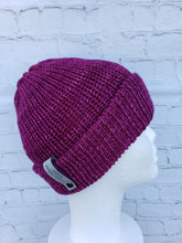 Load image into Gallery viewer, Double brim beanie in a reddish pink color. No pom.