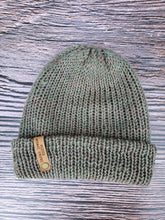 Load image into Gallery viewer, Double Brim Beanie - Green with Tan and Red Speckles - Large
