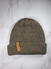 Load image into Gallery viewer, Double Brim Beanie - Green with Tan and Red Speckles - Large