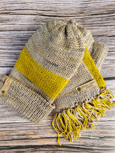 Load image into Gallery viewer, Gift Set - Hat and Scarf - Wool - Yellow Ochre and Grey