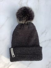Load image into Gallery viewer, Double Brim Beanie - Charcoal with Pom - Acrylic - Large