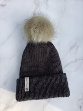 Load image into Gallery viewer, Double Brim Beanie - Charcoal with Pom - Acrylic - Large
