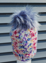Load image into Gallery viewer, Classic Beanie - Speckled Multicolor with Blue-Grey Pom - X-Large