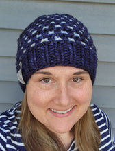Load image into Gallery viewer, Pritchard Park Beanie - Navy Blue with Light Blue - X-Large