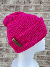 Load image into Gallery viewer, Double brim classic beanie in bright pink color. No pom.
