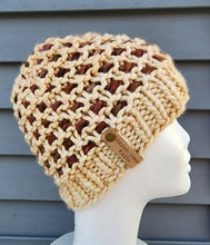 Load image into Gallery viewer, Pritchard Park Beanie - Ivory with Reddish Brown - Large
