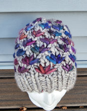 Load image into Gallery viewer, Lotus Flower Beanie - Grey with Multicolor - Medium