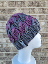Load image into Gallery viewer, Ascendio Beanie - Grey and Purple Stripe - Medium