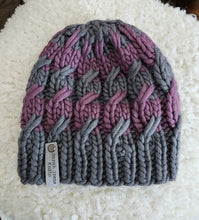 Load image into Gallery viewer, Ascendio Beanie - Grey and Purple Stripe - Medium