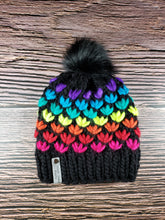 Load image into Gallery viewer, Lotus Flower Beanie - Black Rainbow - Various Sizes