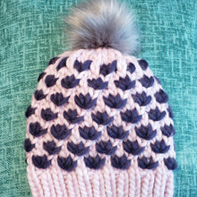 Load image into Gallery viewer, Lotus Flower Beanie - Pink with Dark Purple - Large