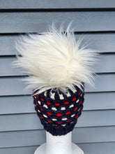 Load image into Gallery viewer, Pritchard Park Beanie - Red, White, and Blue with Luxury Pom - Large
