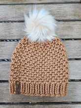 Load image into Gallery viewer, Madison Beanie - Tan with Lux Pom - X-Large
