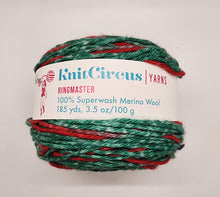 Load image into Gallery viewer, Knitcircus Under the Mistletoe Stripes cake - Worsted weight, 100 grams
