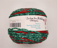 Load image into Gallery viewer, Knitcircus Under the Mistletoe Stripes cake - Worsted weight, 100 grams
