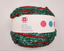 Load image into Gallery viewer, Knitcircus Under the Mistletoe Stripes cake - Worsted weight, 100 grams
