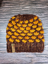 Load image into Gallery viewer, Lotus Flower Beanie - Brown with Orange - Large
