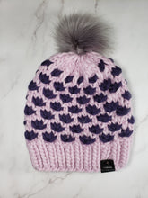 Load image into Gallery viewer, Lotus Flower Beanie - Pink with Dark Purple - Large
