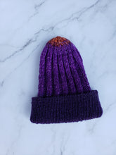 Load image into Gallery viewer, OOAK Beanie - Lightweight Ribbed Purple to Orange Gradient - Medium
