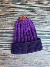 Load image into Gallery viewer, OOAK Beanie - Lightweight Ribbed Purple to Orange Gradient - Medium
