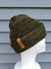 Load image into Gallery viewer, Double brim beanie in shades of green. No pom.
