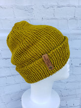 Load image into Gallery viewer, Double brim beanie in yellow ochre color. No pom.
