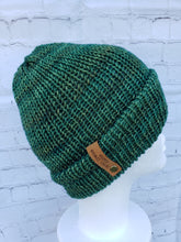 Load image into Gallery viewer, Double brim beanie in multiple shades of green. No pom.
