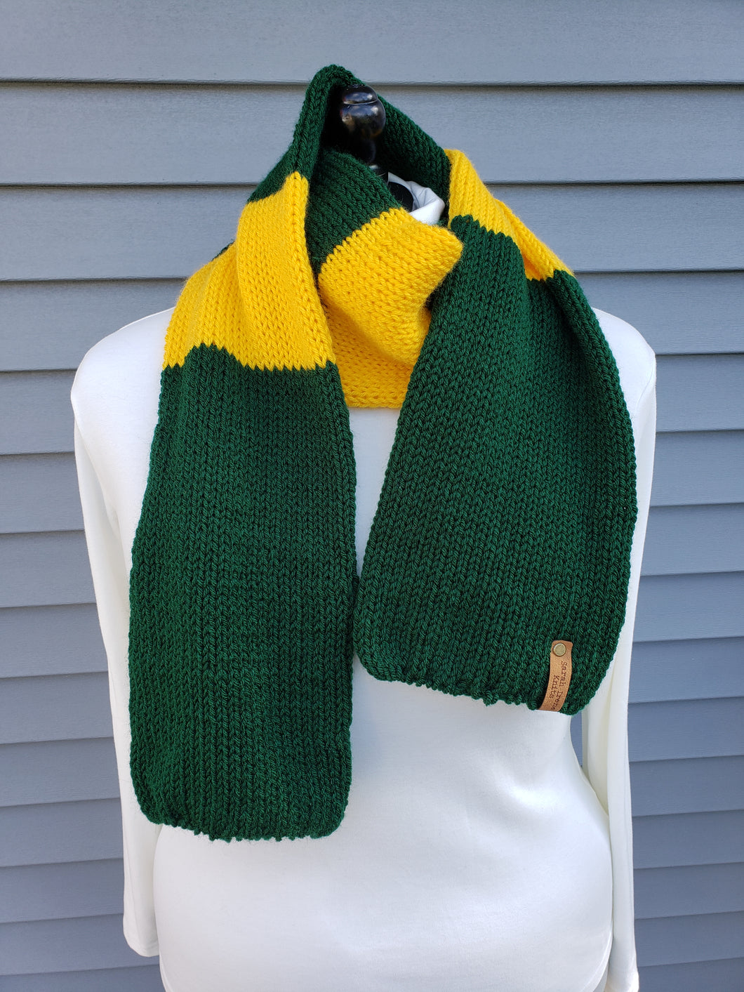 Winter Scarf - Sports Fan Green and Yellow - Acrylic