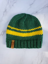 Load image into Gallery viewer, Classic Beanie - Sports Fan Green and Yellow - Various Sizes
