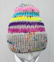 Load image into Gallery viewer, Double Brim Beanie - Bright and Speckled Stripes - Large
