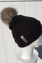 Load image into Gallery viewer, Double Brim Beanie - Charcoal with Pom - Acrylic - Large

