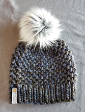 Load image into Gallery viewer, Madison Beanie - Blue-Green Multicolor with Lux Pom - X-Large
