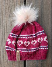 Load image into Gallery viewer, OOAK Beanie - Lightweight Row of Hearts - Large
