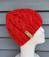 Load image into Gallery viewer, Reddish braided effect beanie. No pom.

