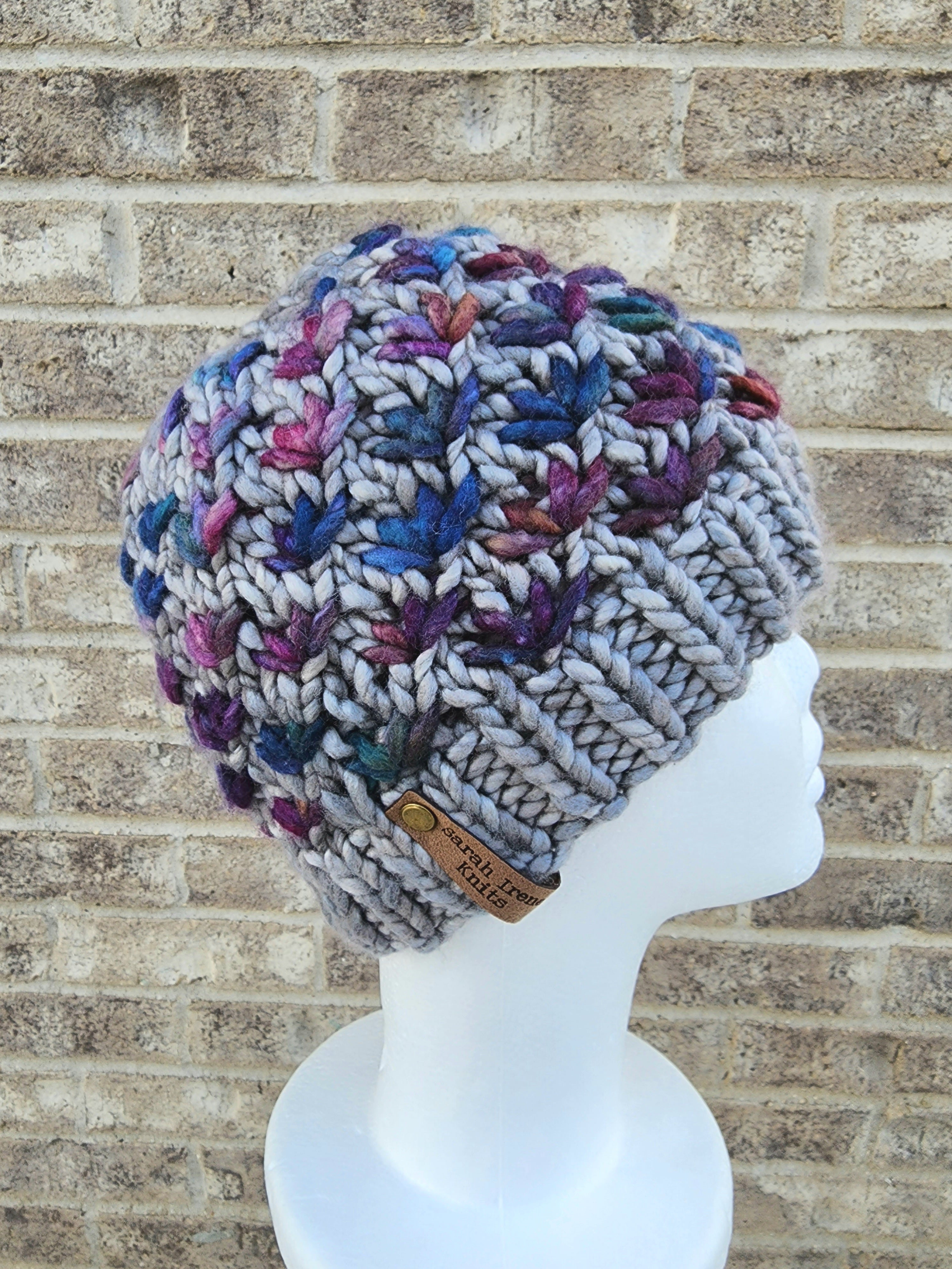 Lotus Flower Beanie - Grey with Multicolor - Medium – Sarah Irene