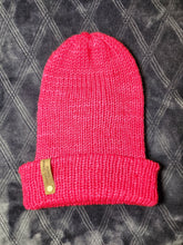 Load image into Gallery viewer, Double brim classic beanie in bright pink color. No pom.
