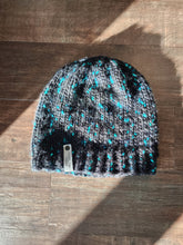 Load image into Gallery viewer, Classic Beanie - Black with Teal Speckles - X-Large
