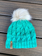 Load image into Gallery viewer, Ascendio Beanie - Teal Green Subtle Two-Tone with Pom - Large
