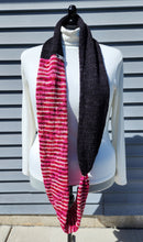 Load image into Gallery viewer, Infinity Scarf - Black with Variegated Pink, Red, White
